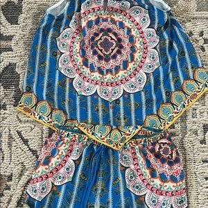 Flying Tomato Vibrant Blue Patterned Short Set